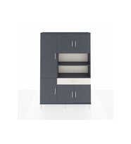 Arges Dolap 10 Raflı Tek Çekmeceli 6 Kapaklı 132x30x195 Antrasit-Antrasit/Aytaşı