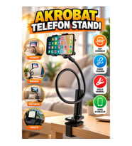 Mandallı Esnek Spiral Telefon Tutucu – Masa, Yatak, Koltuk ve Araç İçin