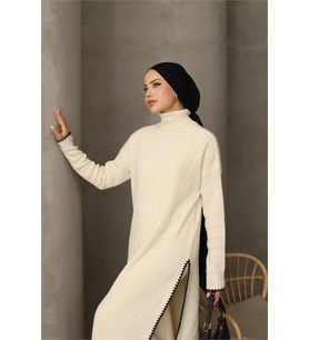 Neşeli butik kadın pantolon tunik ikili tesettür takım NMS020