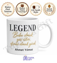 Legend Baba Yazılı İngilizce Türkçe Kupa Bardak Babalar Günü Hediye