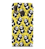 Huawei P 20 Lite Uyumlu Lansman Kılıf Panda Tasarımlı İçi Kadife Kapak-Sarı (Şeffaf)