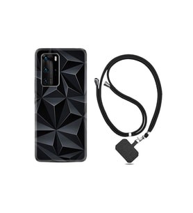 Huawei P40 Pro Kılıf Silikon Desen Boyun Askılı Prizmalar 1782
