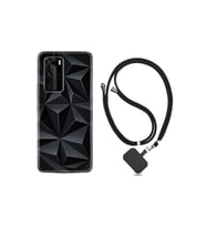 Huawei P40 Pro Kılıf Silikon Desen Boyun Askılı Prizmalar 1782