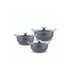 FMS GM5004 Granit Mercan 3lü Güveç Set Gri 