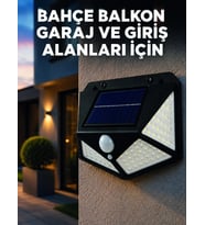 Solar Led Bahçe Aydınlatma Lambası 3 Işık Modlu Sensörlü Duvar Tipi Dış Mekan