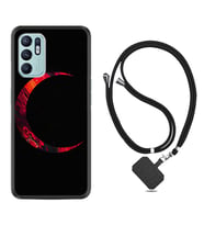 Oppo Reno 6 Kılıf Silikon Boyun Askılı İpli Desenli Silikon Red Moons 1747