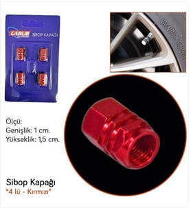 Sibop Kapağı 4 lü  Alüminyum KIRMIZI Renk Araba Motosiklet (Standart)