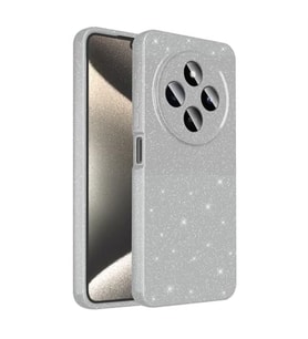 Coverzone Xiaomi Redmi 14C 4G ile uyumlu Z-Jelly K?l?f Kamera Korumal? Simli I??lt?l? Renkli Parlak Silikon Kapak - Silver