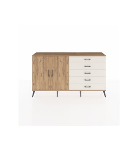 Arges Konsol 4 Raflı 5 Çekmeceli 2 Kapaklı 176x30x99 Çam-Çam/Aytaşı