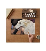 Beyaz Rus Borzoy Cinsi Köpek Tasarımı 240 parça Ahşap Puzzle Ahşap Kutuda MP01096
