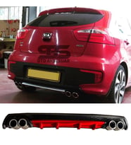 Kia Rio Difüzör Arka Tampon Eki 4 Egzoz Çıkışlı Kırmızı Lüx Tip
