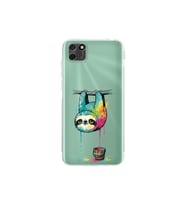 Huawei Y5P ile Uyumlu Splash Tembel Hayvan Tasarımlı Şeffaf Silikon Kılıf
