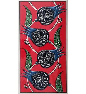 Armada Çini 10x20 Cm ED 210 Kırmızı Nar çiçekli El dekoru Çini Karo