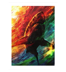 35cmX50cm Ahşap Tablo Jaws Köpek Balığı