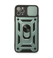 Apple İphone 11 Pro Max Kılıf Pars Lens Yüzüklü Silikon - Yeşil
