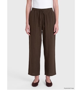 LCW Modest Kahverengi Beli Lastikli Kadın Geniş Paça Pantolon