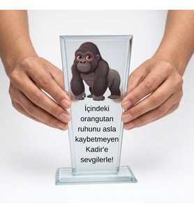 Arkadaşa Esprili Kristal Cam Plaket - Komik Ofis ve Doğum Günü Hediyesi