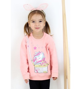 Breeze Kız Çocuk Sweatshirt Unicorn 2-6 Yaş, Somon
