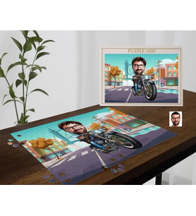 BK Gift Kişiye Özel Motorcu Tasarımlı 1000 Parça Profesyonel Puzzle-2, 1000 Puzzle, Arkadaşa Hediye