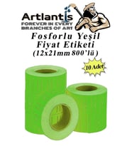 Fiyat Etiketi Yeşil 800'lü 10 Paket 12x21mm Fosforlu Yeşil Fiyat Etiketi Mx-5500 M5500 Hg979 Motex Etiket Makinesi Yedeği