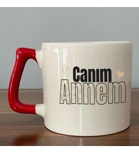 Canım Annem Baskılı Kırmızı Kulplu D Kupa