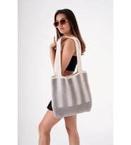 Chuba Kadın Etnik Bohem Triko Örgü Shopper Askılı Gündelik El & Omuz Çantası CHAX809 Vanilya