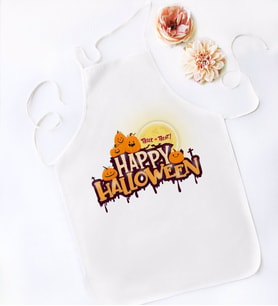 BK Gift Happy Halloween Tasarımlı Beyaz Mutfak Önlüğü-3