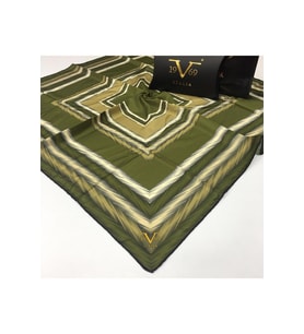 Geometrik Desen Black Seri Twill Eşarp Eşarp Askısı ile Birlikte 90x90 cm Koyu H