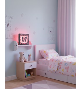 Kişiye Özel İsimli Kelebek Tasarımlı Ahşap LED Gece Lambası Pembe