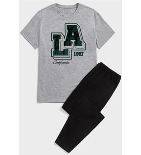 Unisex Los Angles Baskılı Eşofman Takımı (Gri)