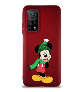 Xiaomi Mi 10T Pro Soft Premier Kapak Mickey Mouse-G Tasarımlı Silikon Kılıf - Mürdüm (Şeffaf)