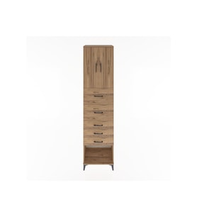 Hyperion Dolap 2 Raflı 5 Çekmeceli 2 Kapaklı 60x44x243 Çam-Çam