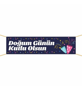 Doğum Günü Pankartı-4 75x300 cm (Çok Renkli)