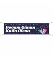 Doğum Günü Pankartı-4 75x300 cm (Çok Renkli)