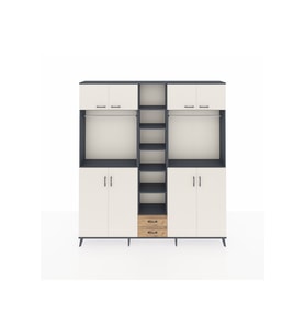 Arges Dolap 14 Raflı 2 Çekmeceli 2 Askılı 220x30x243 Antrasit-Aytaşı/Çam