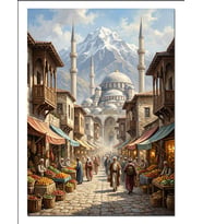Sultanahmet Camii Ve Tarihi Çarşı Manzara Dekoratif Kanvas - Mdf Ahşap Tablo