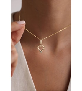 Mavi Mineli Kalp Kilitli Charm Kolye Ucu
