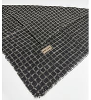 Desenli Flamalı Keten Eşarp- 06112 (Siyah-Vizon)