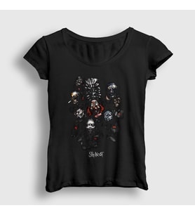 Presmono Kadın Siyah Masks V2 Slipknot T-Shirt 292928tt