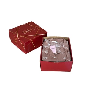 Mirano 1202 Likralı Pegasus Kumaş Düğmeli Şortlu Kadın Kalpli Pijama Takımı Kutulu Paketli (Vizon)