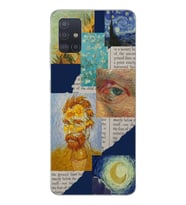 Samsung Galaxy A51 Uyumlu Vincent van Gogh Kolaj Desenli Şeffaf Telefon Kılıfı