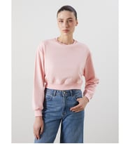 LCW ECO Pembe Bisiklet Yaka Crop Kadın Sweatshirt