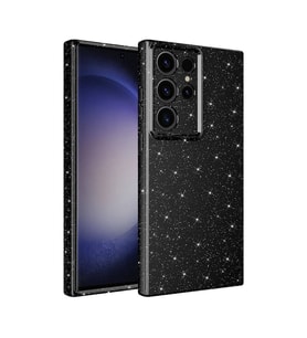 Galaxy S24 Ultra Kılıf Kamera Korumalı Simli Lüks Koton Kılıf (Siyah)