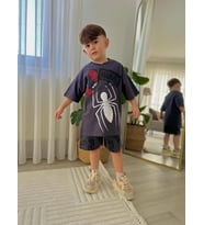 Cg Kids Spiderman Örümcek Adam Erkek Çocuk Şortlu Alt Üst Takım (Antrasit)