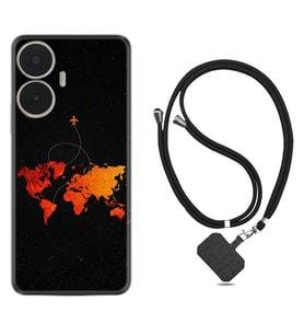 Realme C55 Kılıf Silikon Boyun Askılı İpli Desenli Silikon İz Bırakan Uçak 1778