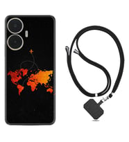 Realme C55 Kılıf Silikon Boyun Askılı İpli Desenli Silikon İz Bırakan Uçak 1778