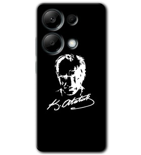 Redmi Note 13 Pro 4G Kılıf HD Desen Baskılı Kılıf - Atatürk Silüet İmza