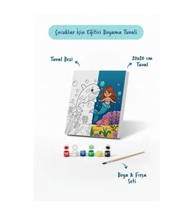 Çocuklar İçin Eğitici Boyama Seti Deniz Kızı ve Balina (Şövalesiz)