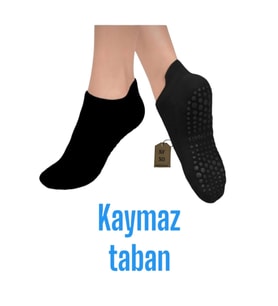 YOGA ÇORAP PİLATES TAVAF KAYMAZ TABAN PAMUKLU SİLİKON BASKILI DİKİŞSİZ KADIN ÇORABI SİYAH KISA
