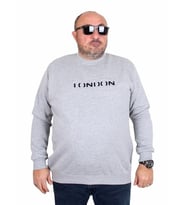 Starbattal Erkek Büyük Beden Sıfır Yaka 3ip Sweat London 24208 GRI MELANJ
